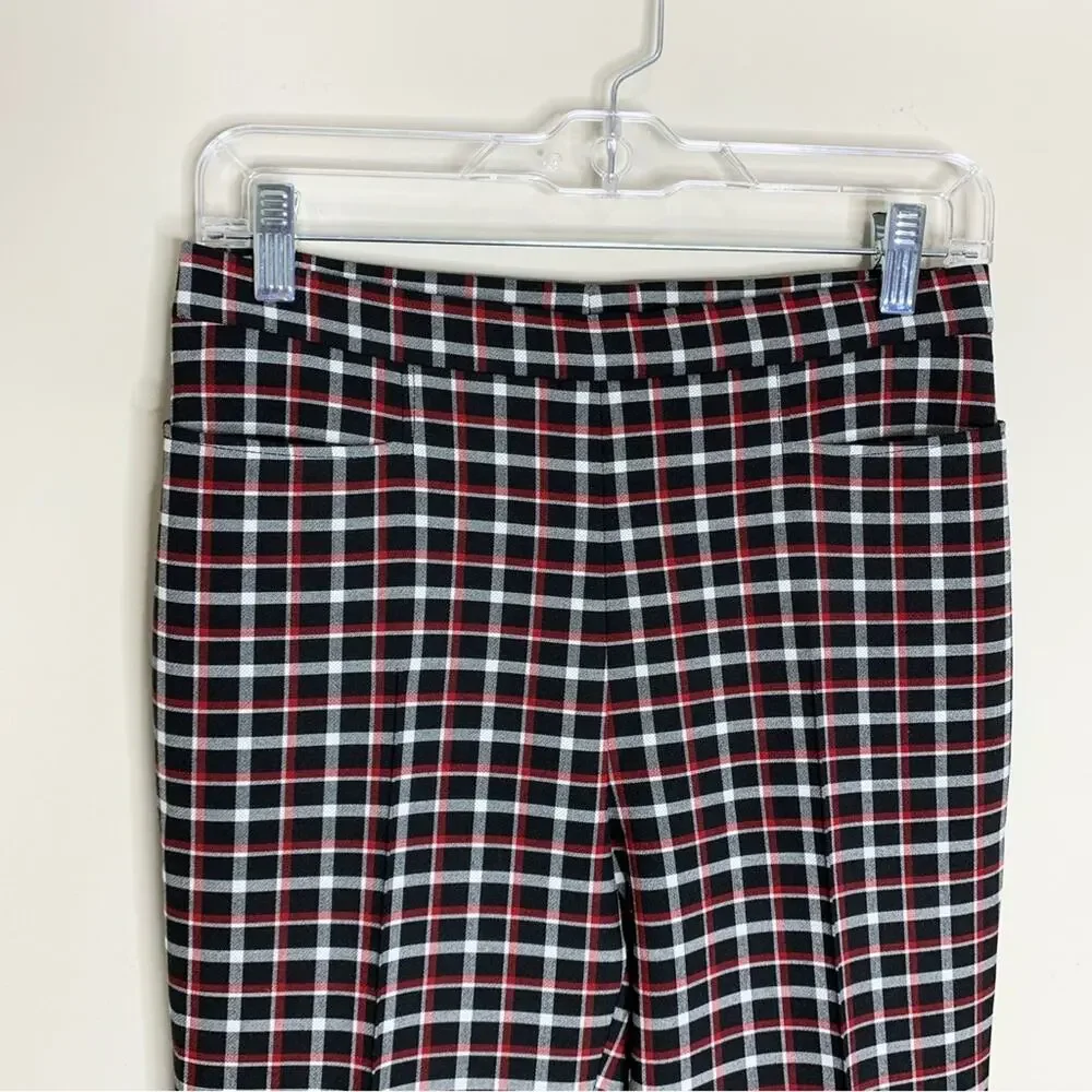 Akris Punto Francoise Slim Straight Pant (Sz 4) Glen Check Plaid Black Red - Picture 5 of 16